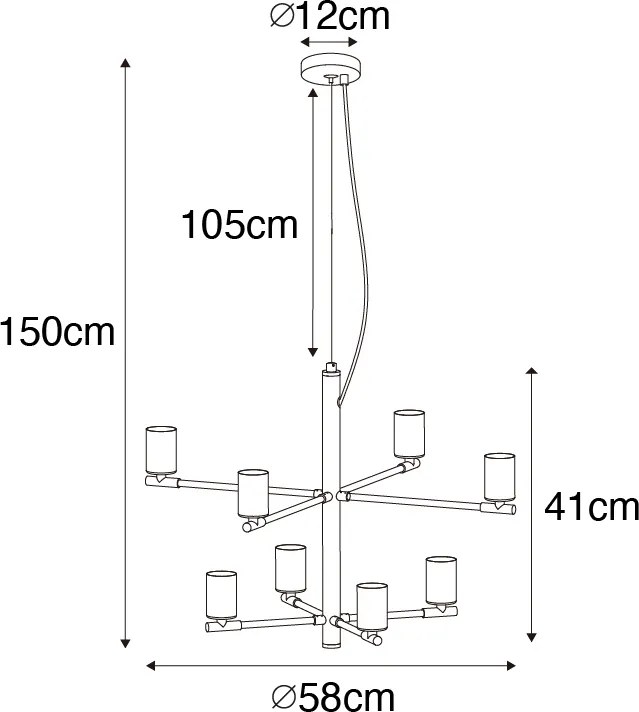 Lampada a sospensione moderna nera 8 luci - Osprey