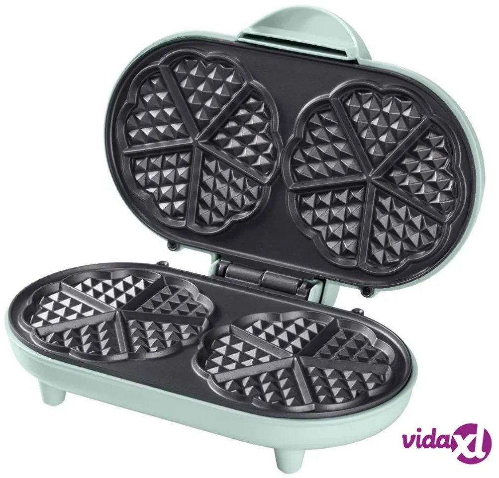 Bestron Piastra Doppia per Waffle a Cuore ADWM1000M 1000 W Menta