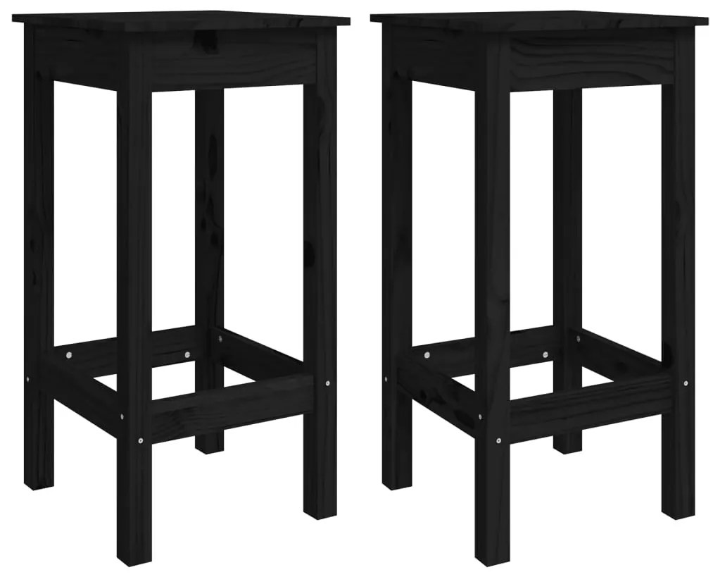 Set da bar 5 pz nero in legno massello di pino