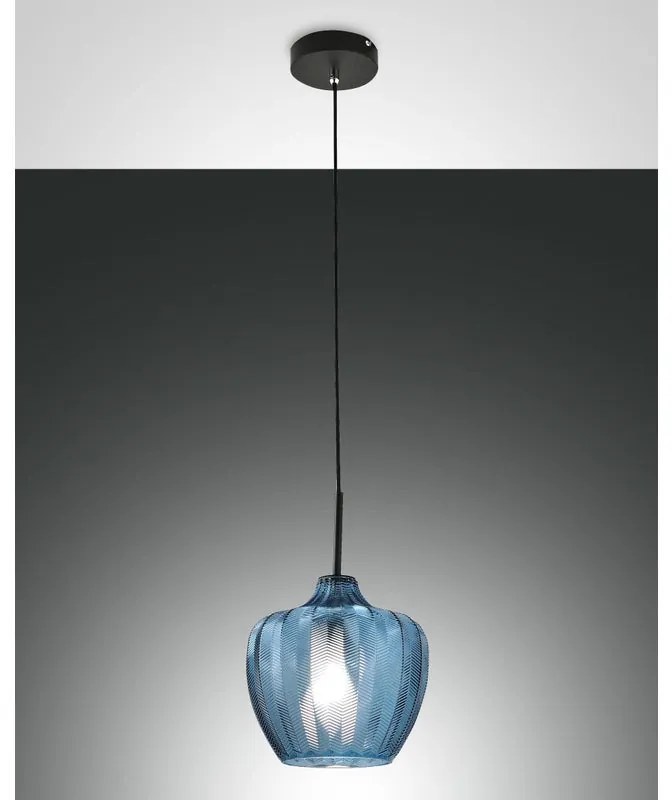 Lampadario Glamour Gallura nero paralume blu E27 LA MIA LUCE