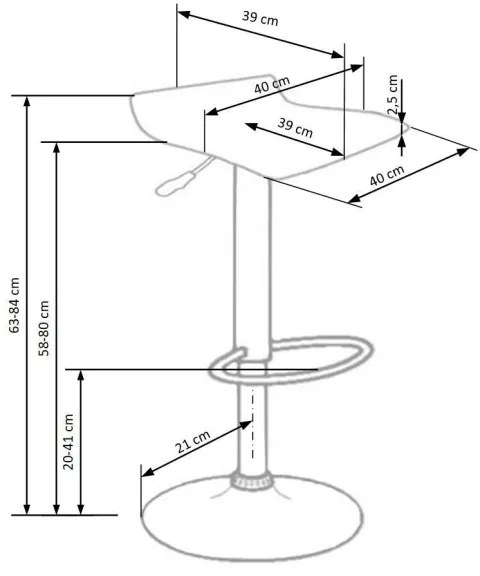 Sgabello 84x40 cm nero/cromo