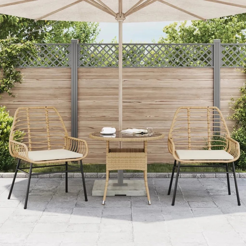 Sedie da giardino 2pz con cuscini marrone in polyrattan