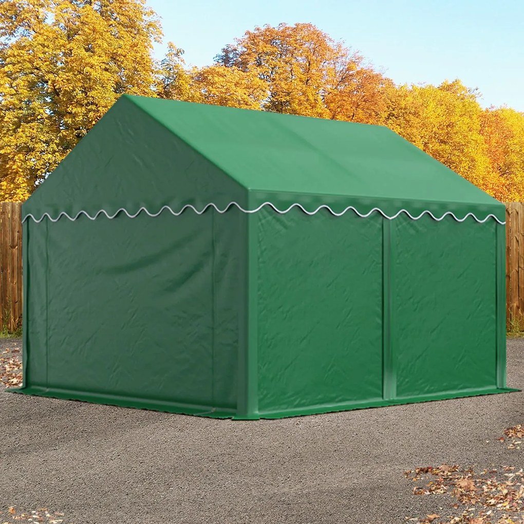 TOOLPORT 3x4 m tenda capannone, PVC 800, telaio perimetrale, verde scuro - (2640)