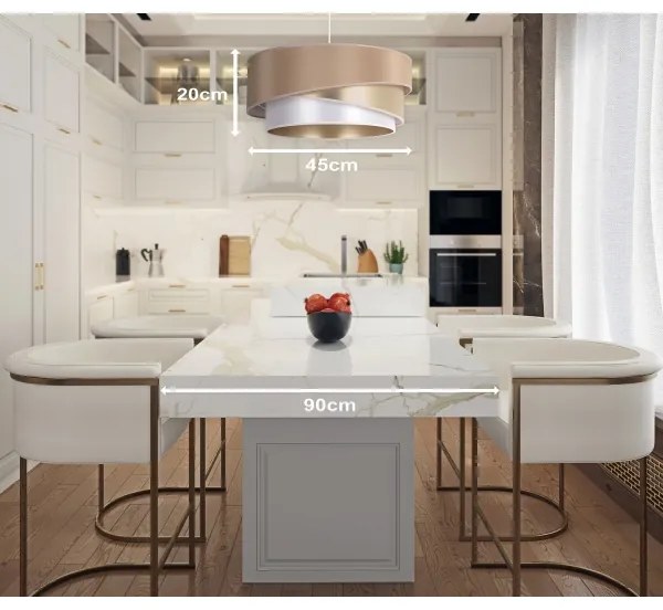 Duolla - Lampadario a sospensione con filo KOBO 1xE27/15W/230V diametro 45 cm beige/oro/bianco