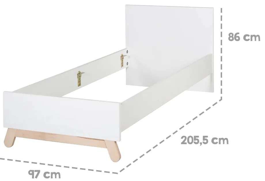 Letto bianco per bambini 90x200 cm Clara - Roba