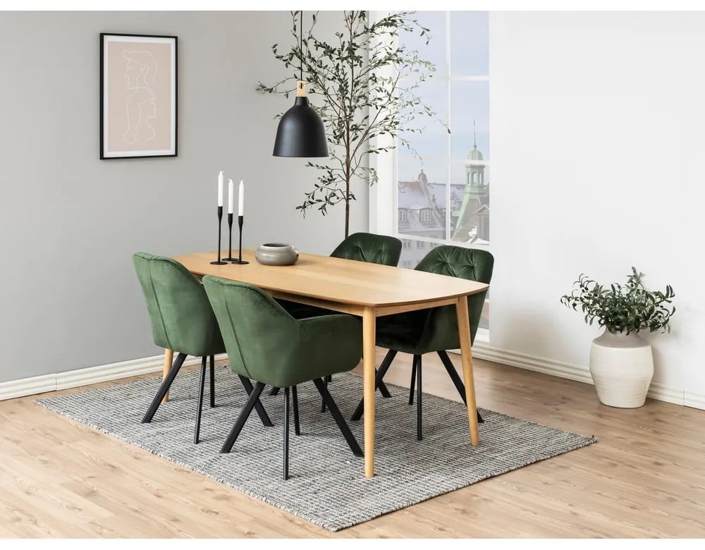 Sedia da pranzo verde in imbottito con braccioli Lola – Actona