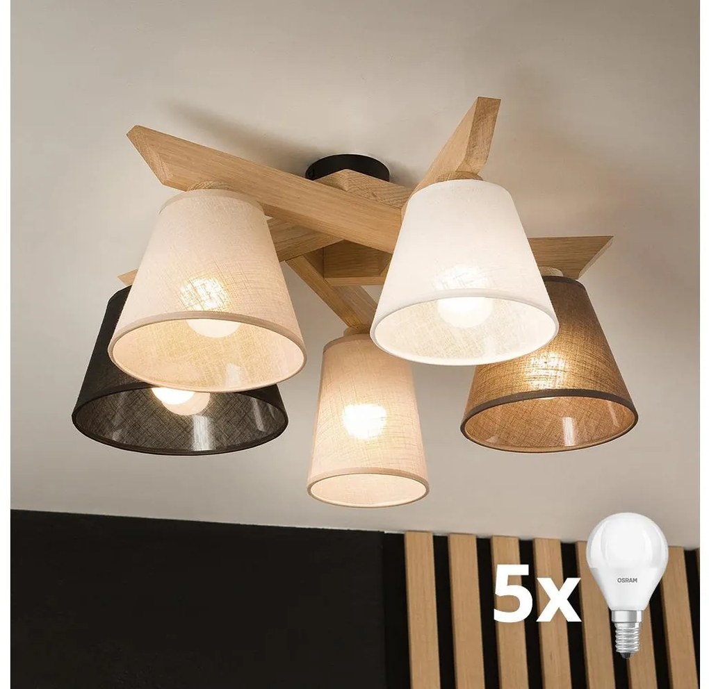 Brilagi - LED  Lampadario a plafone ANTHONY 5xE14/40W/230V quercia