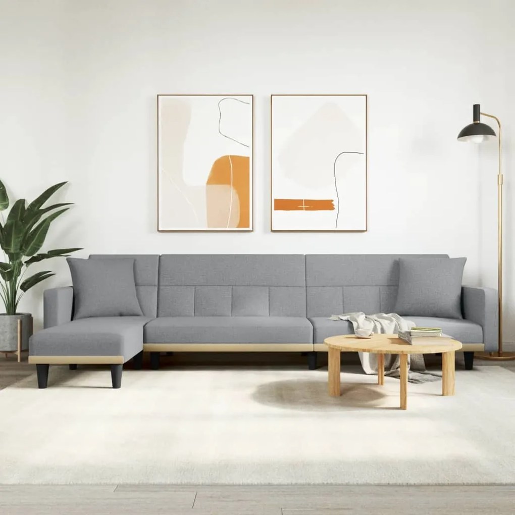 Divano Letto A L Grigio Chiaro 275x140x70 Cm İn Tessuto /