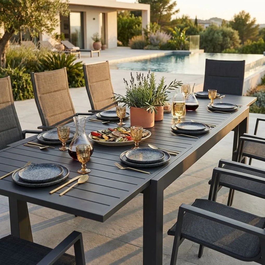 DEXTER - tavolo da giardino allungabile in alluminio da 200 x 100 cm