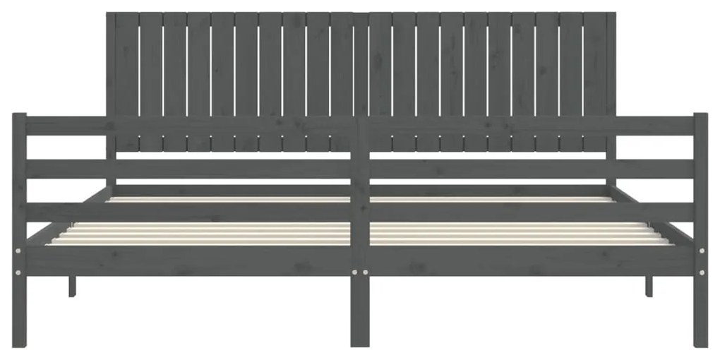 Giroletto con Testiera Grigio 200x200 cm in Legno Massello