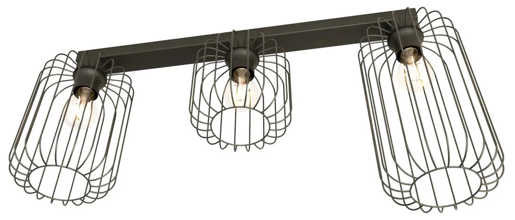 Plafonriera Minimal Industrial Vulcano 3 Luci Lineari Nera