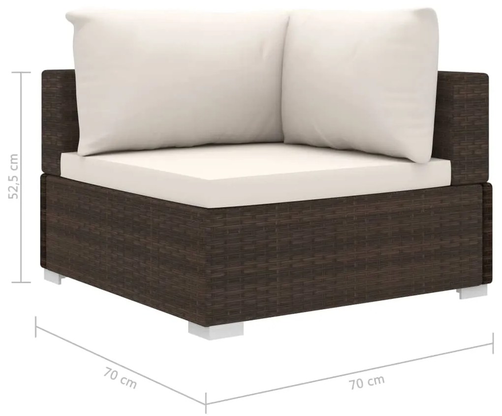 Set Divani da Giardino 4 pz con Cuscini in Polyrattan Marrone