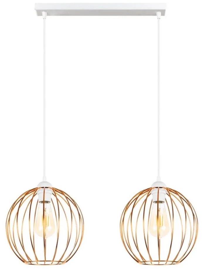 Lampadario a sospensione con filo MATT 2xE27/60W/230V bianco/rame