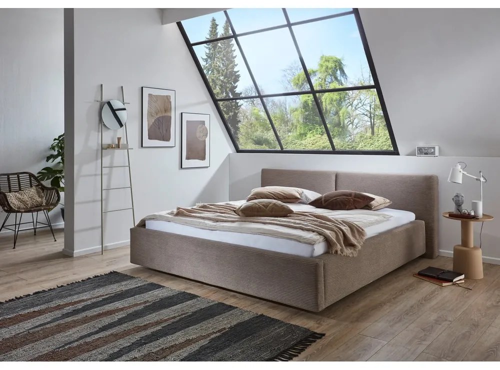 Letto matrimoniale imbottito marrone chiaro rete non inclusa 180x200 cm Cube – Meise Möbel