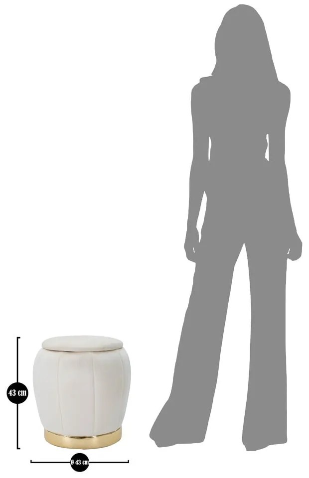 Sgabello in velluto crema Paris - Mauro Ferretti