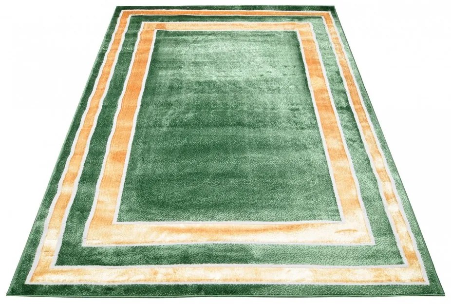 Tappeto verde di tendenza con motivi dorati ai bordi Larghezza: 120 cm | Lunghezza: 170 cm