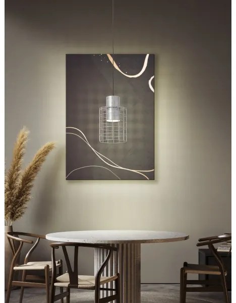 Eglo 43647 - Lampadario su corda  MILLIGAN 1xE27/40W/230V d. 20 cm argento