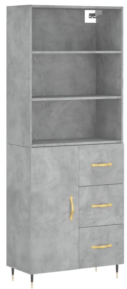 Credenza grigio cemento 69,5x34x180 cm in legno multistrato