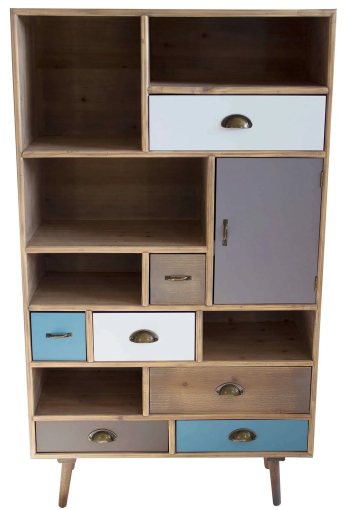 ADELINE - mobiletto 6 ripiani 1 anta 7 cassetti in mdf multicolor