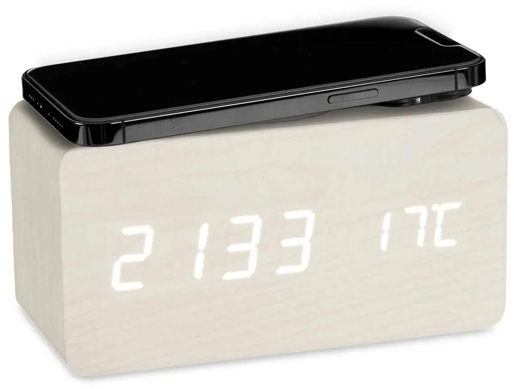 Orologio Digitale da Tavolo Bianco PVC Legno MDF (15 x 7,5 x 7 cm) (12 Unità)