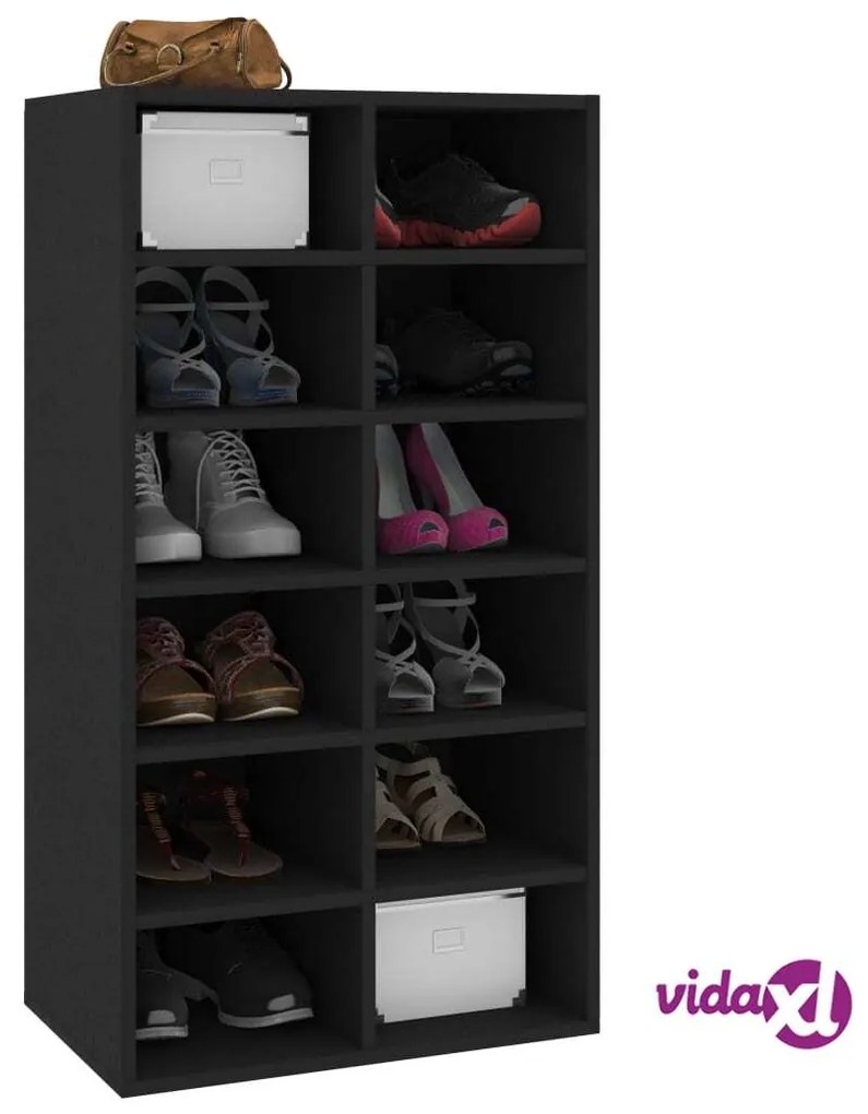 vidaXL Scarpiera Nera 54x34x100,5 cm in Legno Multistrato