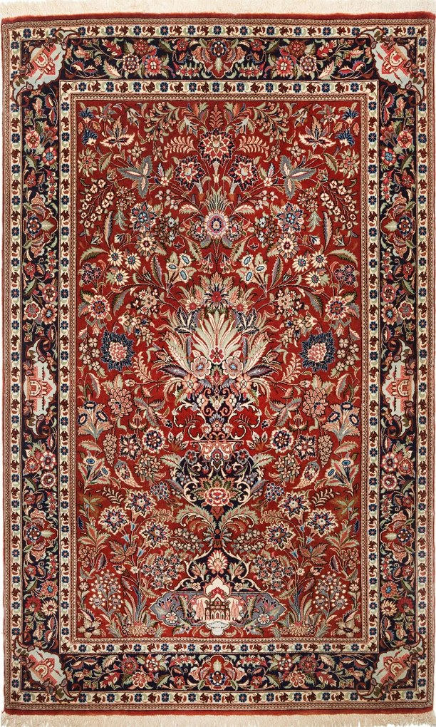 Isfahan Tappeto 100 x 160 Blu (Iran) Annodato A Mano