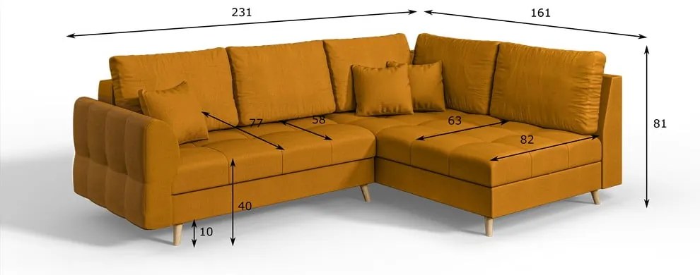 Divano angolare (angolo destro) in colore senape Ariella - Ropez