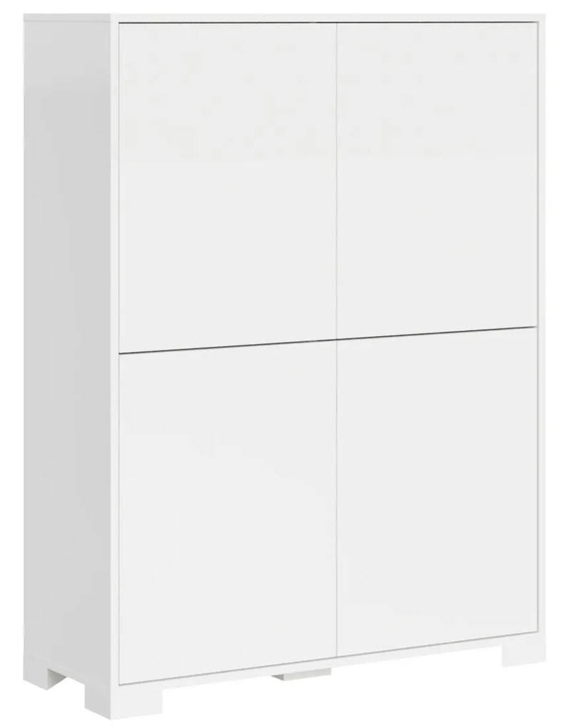 Madia e Porta TV Lumina con ante in bianco lucido e cashmere, Bianco Lucido / Credenza Alta