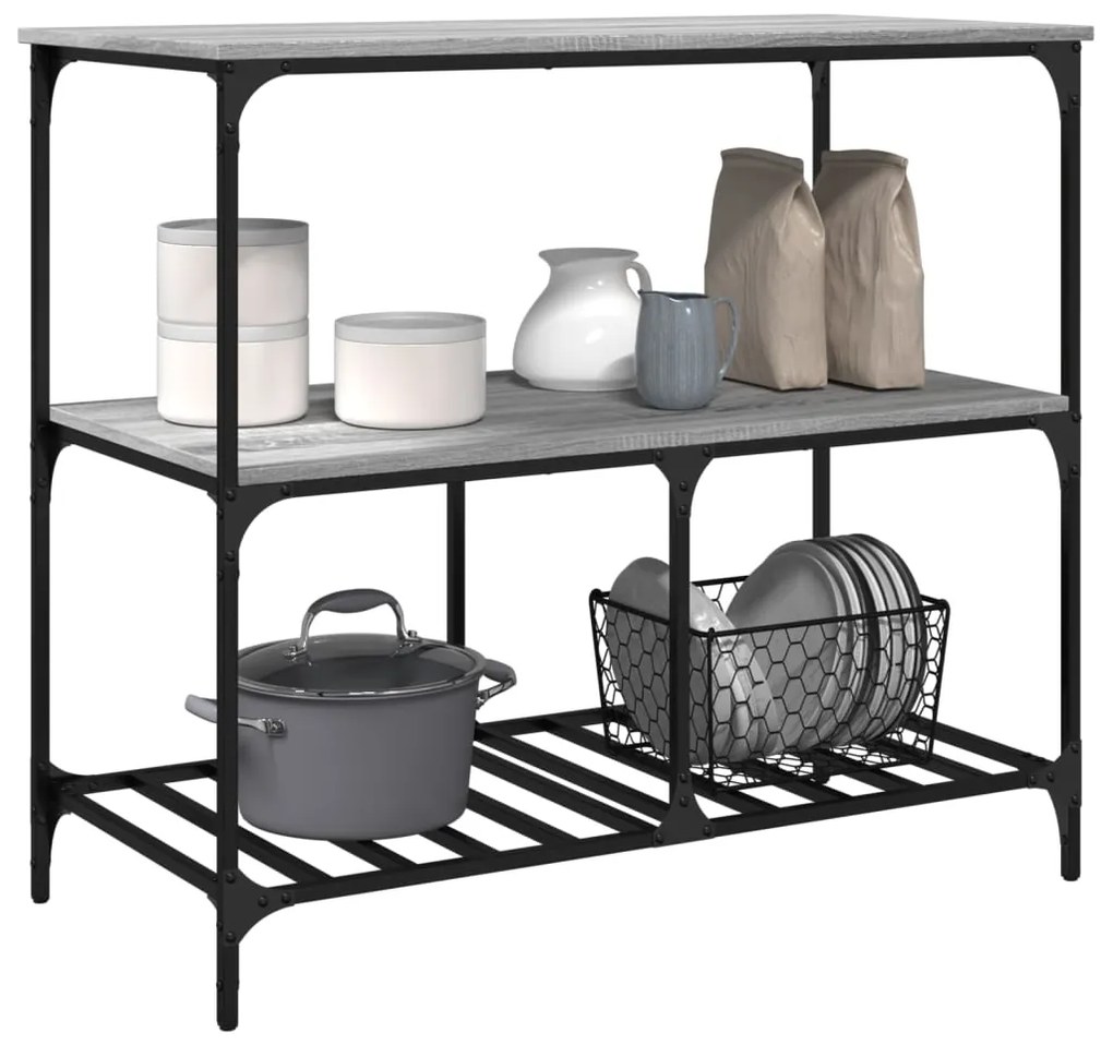 Carrello cucina grigio sonoma 100x50x95 cm in legno multistrato