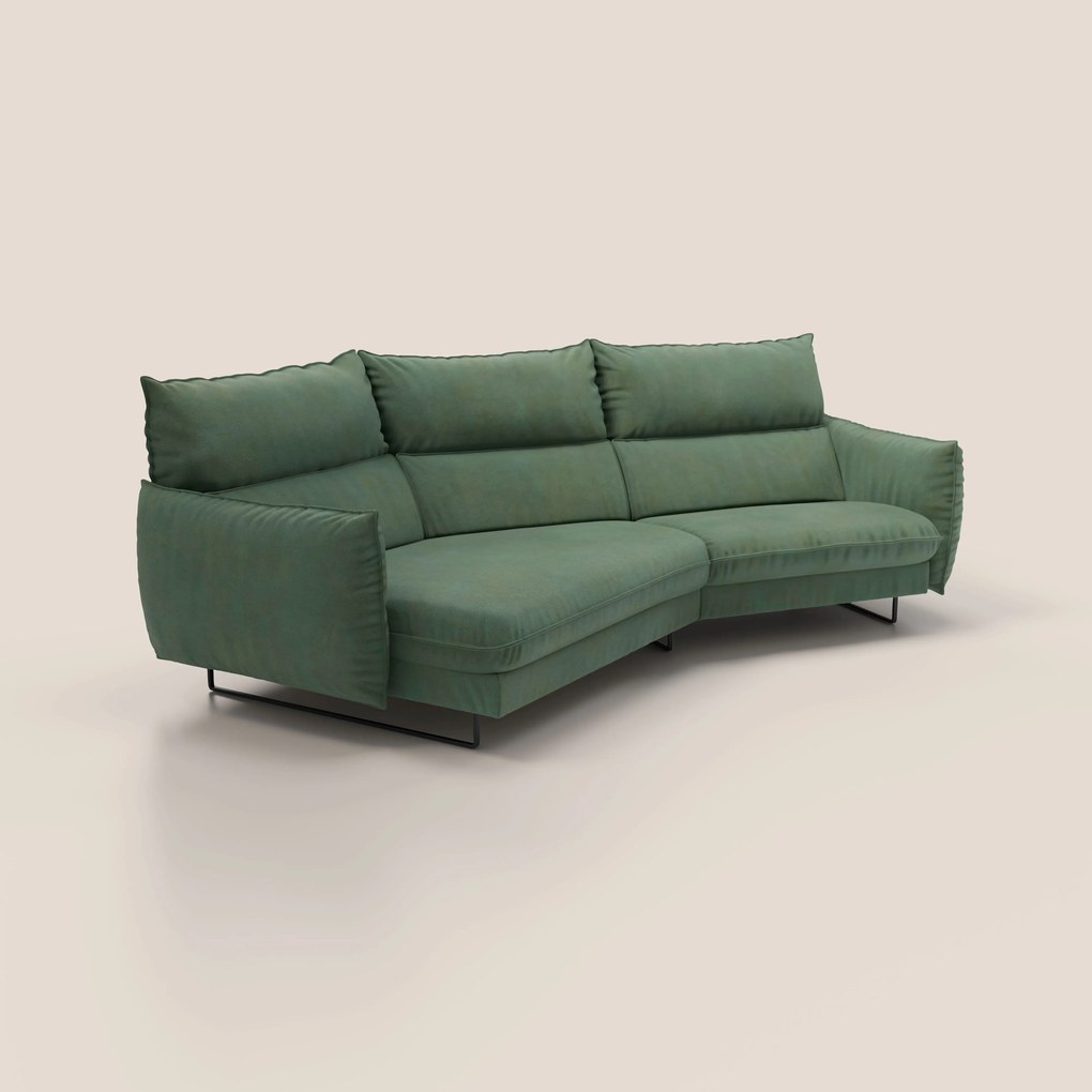 Monamour divano moderno angolare con opzione relax elettrico in microfibra smacchiabile impermeabile T11 verde