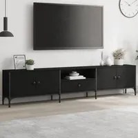 Mobile TV con Cassetto Nero 200x25x44 cm in Legno Multistratocod mxl 133908