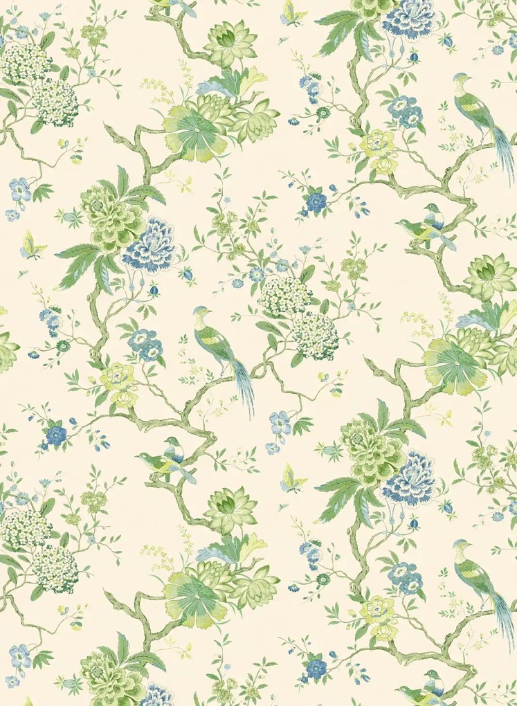 GP & J Baker Carta da parati Oriental Bird - Green/ Blue
