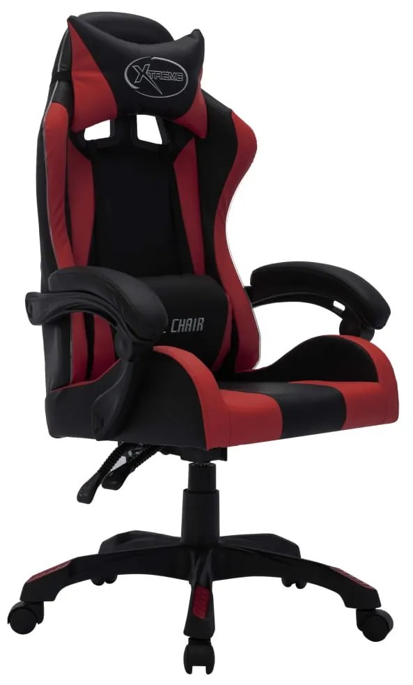 Sedia da gaming con luci a led rgb rosso vino e nera similpelle