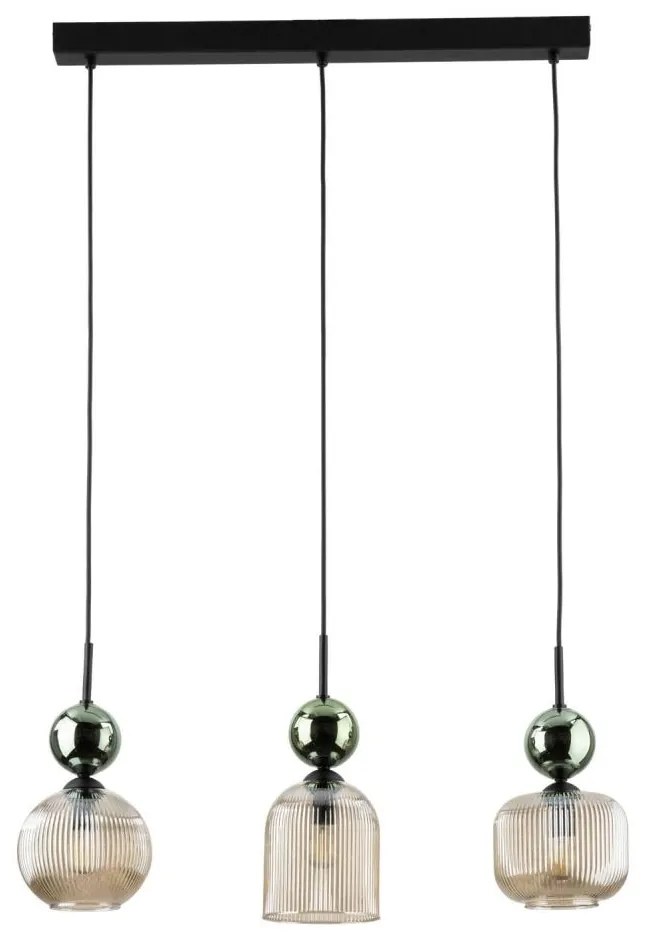 Lampadario a sospensione su cavo SOPHIA 3xE14/10W/230V nero/verde/beige fumé