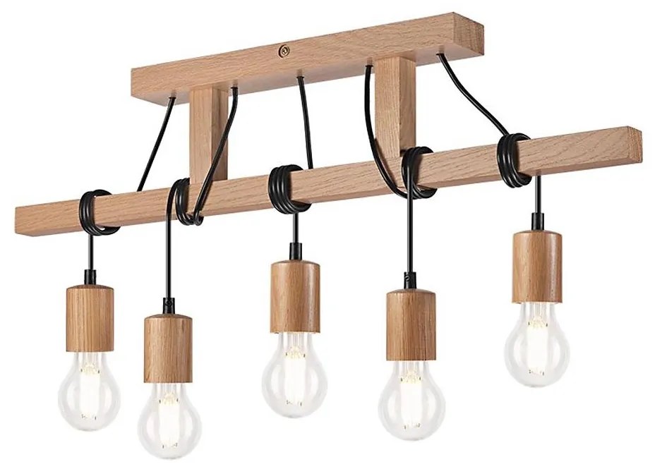 Lampadario a plafone LEON 5xE27/60W/230V quercia