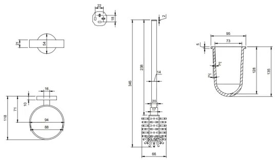 Villeroy & Boch TVA15101600061 - Scopino WC da parete ELEMENTS in vetro/cromo lucido