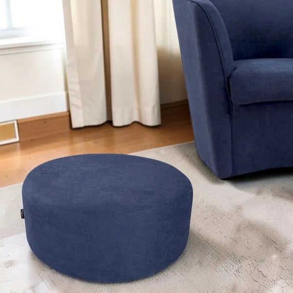 Pouf Tondo Dante L70 cm in Tessuto Antimacchia BLU