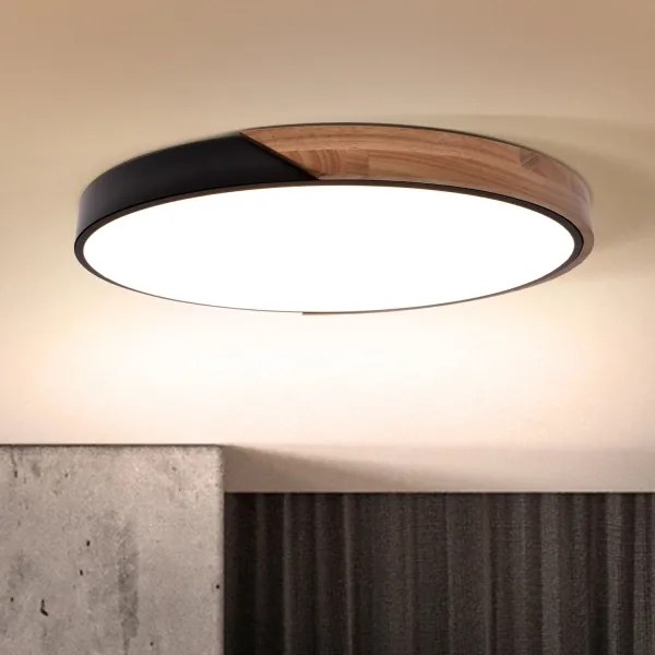 Brilagi - Lampada dimmerabile a LED PILANA LED/60W/230V rovere/nero Ø 58,5 cm + telecomando
