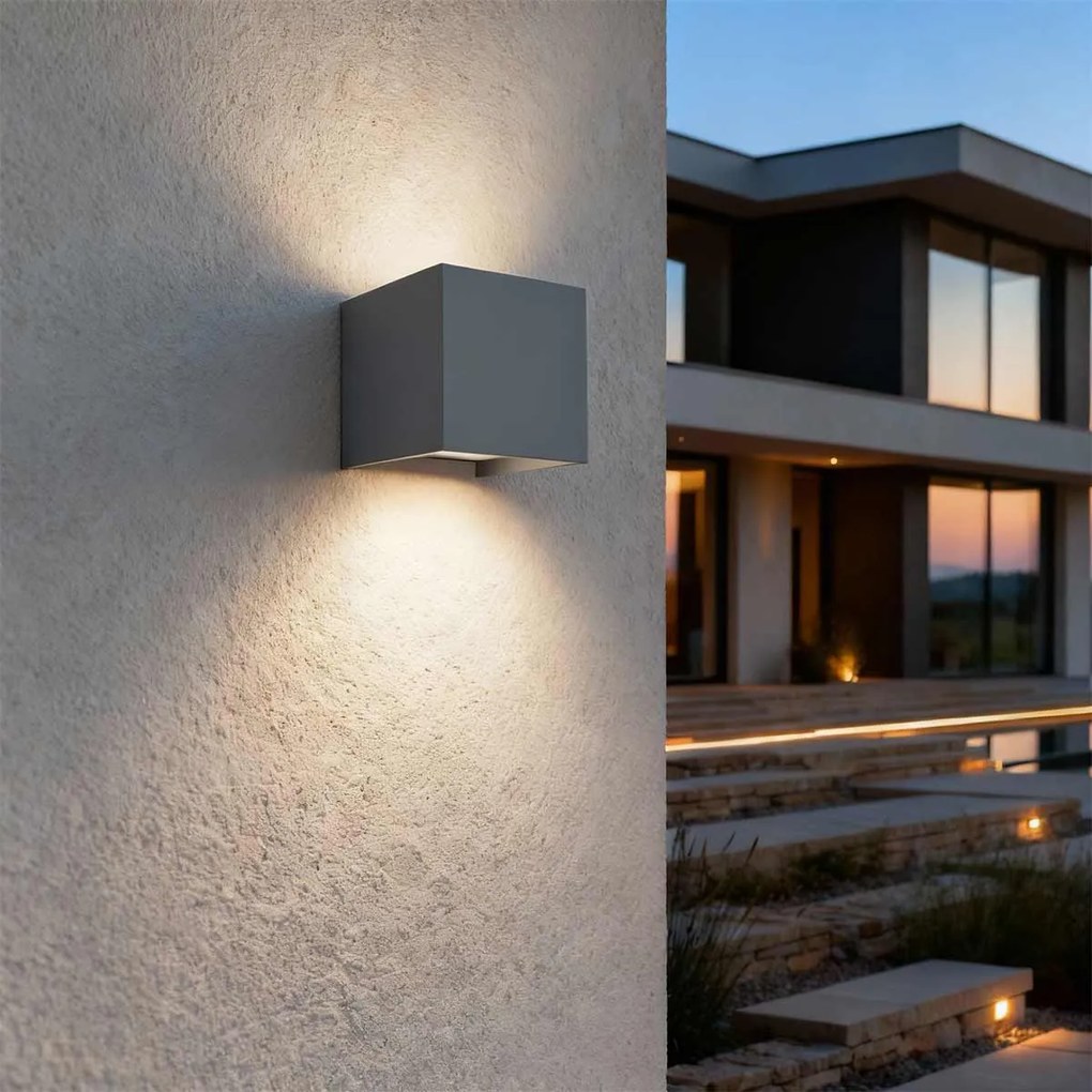 Applique LED Cubo 24W Bidirezionale IP65 CCT con LED OSRAM - Antracite