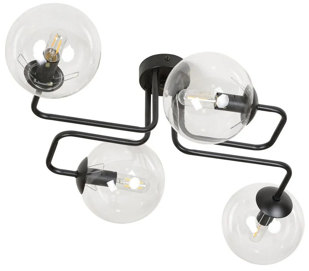 Lampadario da Soffitto BRENDI 4 in acciaio e vetro 4xE14