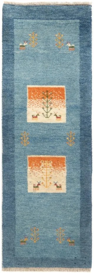 Gabbeh Tappeto 50x150 Blu (Iran) Annodato A Mano
