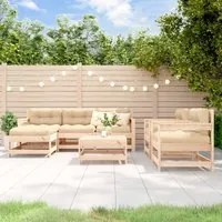 Set Divani da Giardino 7 pz con Cuscini in Legno Massello 3185822