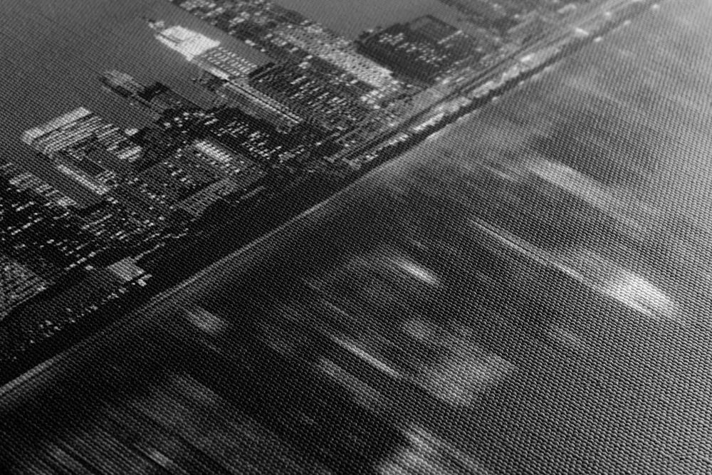 Quadro su tela – Riflesso di Manhattan nell'acqua in bianco e nero