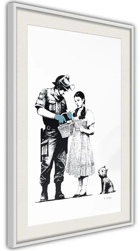 Poster  Banksy: Stop and Search  Cornice Quadri Cornice nera con pass-partout, Larghezza x Altezza Home decor 20x30