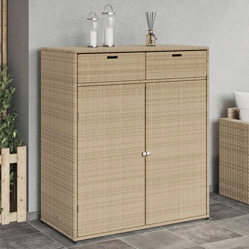 Armadietto Portaoggetti Giardino Beige 105x55x113cm Polyrattan /