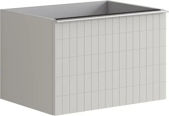 Mobile da bagno sospeso sotto lavabo Pixel grid 2 cassetti L 60 x H 40 x P 45.5 cm Beige Greige laccato opaco, con maniglia alluminio brillante