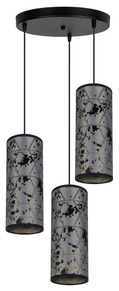 Lampadario a sospensione con filo AVALO 3xE27/60W/230V diametro 35 cm grigio/nero