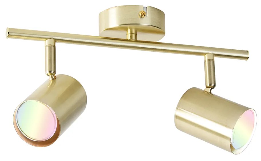 Faretto da soffitto intelligente in ottone orientabile incl. 2 GU10 Wifi - Jeana