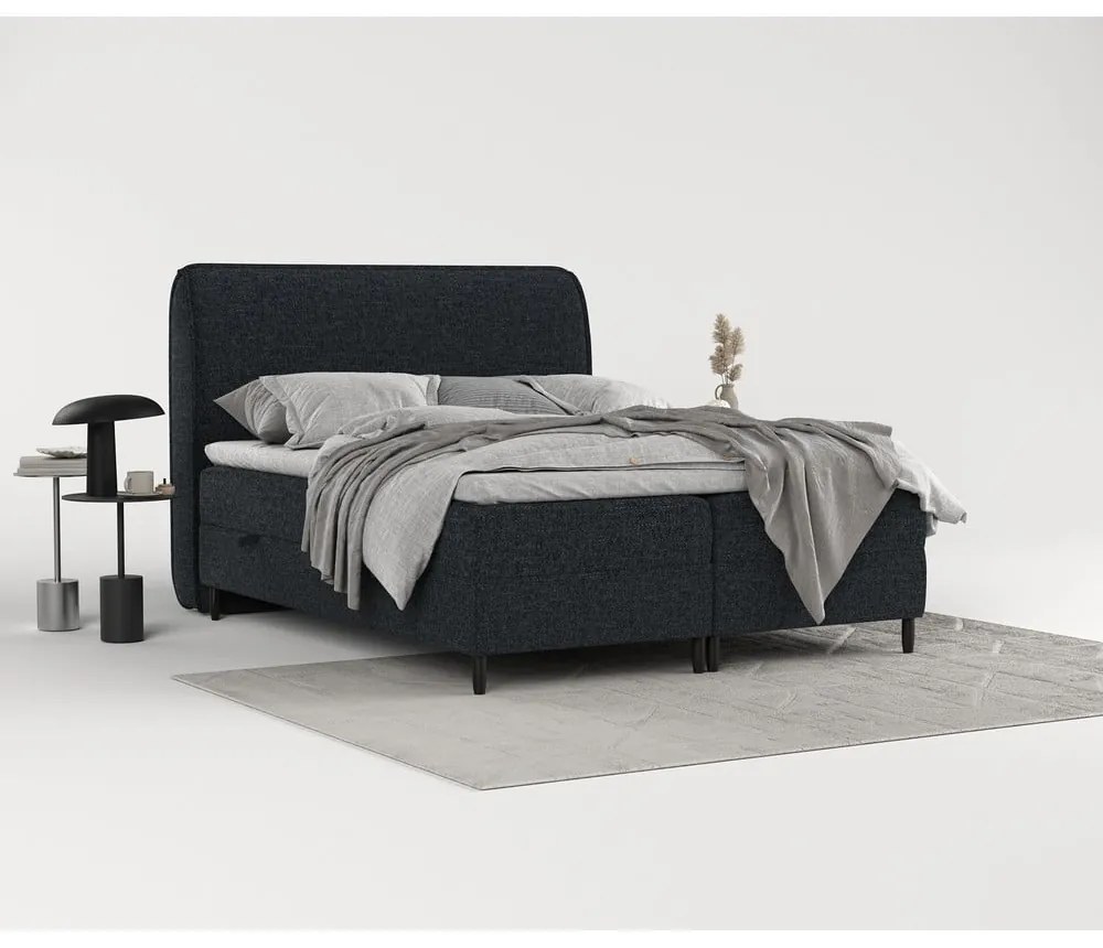 Letto boxspring nero con contenitore 160x200 cm Melba - Maison de Rêve