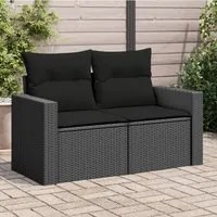 Divano da Giardino con Cuscini a 2 Posti Nero in Polyrattan 365971